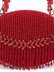Dangle Embellished Velvet Clutch