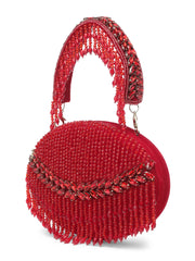 Dangle Embellished Velvet Clutch