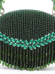 Dangle Embellished Velvet Clutch
