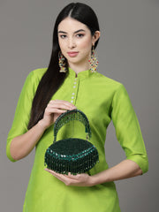 Dangle Embellished Velvet Clutch