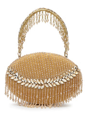Dangle Embellished Velvet Clutch