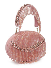 Dangle Embellished Velvet Clutch