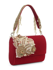 Coffer Floral Embellished Velvet Clutch