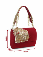 Coffer Floral Embellished Velvet Clutch