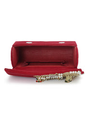 Coffer Floral Embellished Velvet Clutch