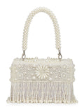 Coffer Bead Work Embellished Faux Silk Clutch