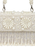 Coffer Bead Work Embellished Faux Silk Clutch