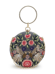 Gala Quirky Embroidered Velvet Clutch