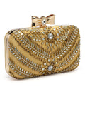 Adorn Stone Work Embellished Faux Silk Clutch