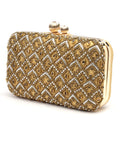 Adorn Diamond Embellished Faux Silk Clutch