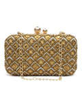 Adorn Diamond Embellished Faux Silk Clutch