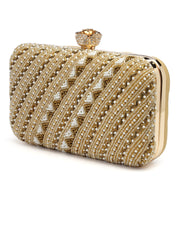 Adorn Embellished Faux Silk Clutch