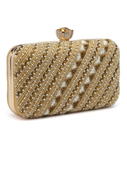 Adorn Embellished Faux Silk Clutch