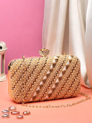 Adorn Embellished Faux Silk Clutch