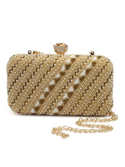 Adorn Embellished Faux Silk Clutch