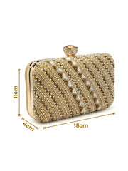 Adorn Embellished Faux Silk Clutch