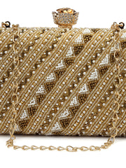 Adorn Embellished Faux Silk Clutch