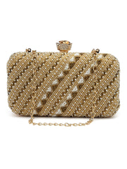 Adorn Embellished Faux Silk Clutch