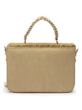 Dangle Bead Work Embellished Faux Silk Clutch