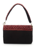 Coffer Stone Work Embellished Velvet Clutch