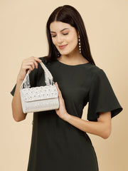 Coffer Floral Embellished Faux Silk Clutch