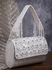 Coffer Floral Embellished Faux Silk Clutch