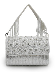 Coffer Floral Embellished Faux Silk Clutch