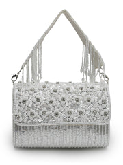 Coffer Floral Embellished Faux Silk Clutch