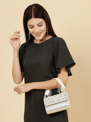 Coffer Floral Embellished Faux Silk Clutch