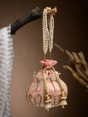 Lotus Floral Embellished Velvet Potli