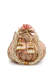 Lotus Floral Embellished Velvet Potli