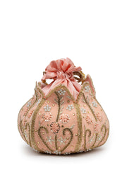 Lotus Floral Embellished Velvet Potli