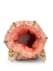 Lotus Floral Embellished Velvet Potli