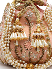 Lotus Floral Embellished Velvet Potli