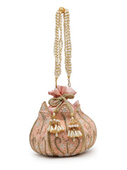 Lotus Floral Embellished Velvet Potli