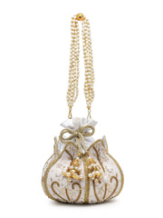 Lotus Floral Embellished Velvet Potli