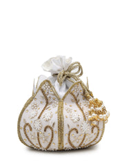 Lotus Floral Embellished Velvet Potli