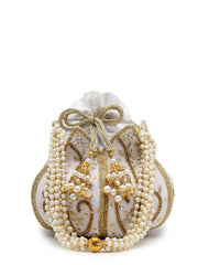 Lotus Floral Embellished Velvet Potli