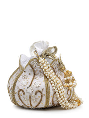 Lotus Floral Embellished Velvet Potli