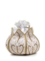 Lotus Floral Embellished Velvet Potli