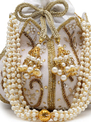 Lotus Floral Embellished Velvet Potli