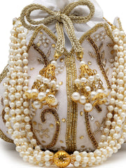Lotus Floral Embellished Velvet Potli