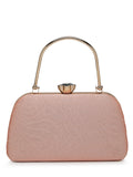 Anekaant Adorn Salmon Pink & Gold Floral Dabka Embellished Faux Silk Clutch