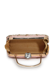 Adorn Floral Dabka Embellished Faux Silk Clutch