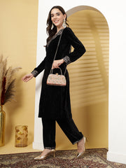 Adorn Floral Dabka Embellished Faux Silk Clutch