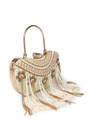 Droop Floral Embellished Velvet Clutch