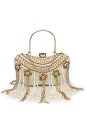 Droop Floral Embellished Velvet Clutch