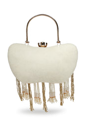 Droop Floral Embellished Velvet Clutch