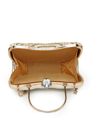 Droop Floral Embellished Velvet Clutch