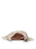 Anekaant Droop Coral & Pearl White Pearl Embellished Velvet Clutch
